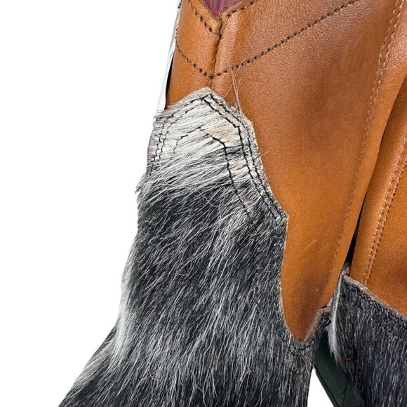 Alcala's Johnny Women Black Brown Cow Hair-On-Hide Leather Cowboy Boot Size 6.5 - Picture 9 of 14